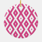 Roze en wit diamantpatroon keramisch ornament (Achterkant)