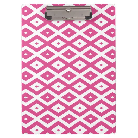 Roze en wit diamantpatroon klembord (Voorkant)