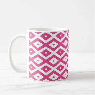 Roze en wit diamantpatroon koffiemok
