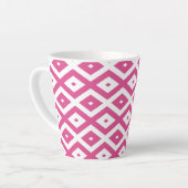 Roze en wit diamantpatroon latte mok (Linkerhoek)
