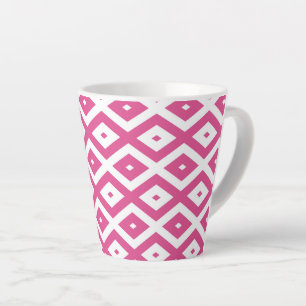 Roze en wit diamantpatroon latte mok