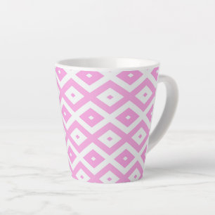 Roze en wit diamantpatroon latte mok