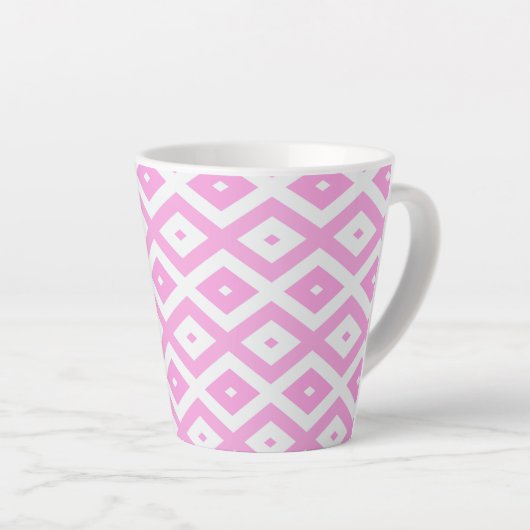 Roze en wit diamantpatroon latte mok (Rechterhoek)