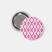 Roze en wit diamantpatroon magneet (Voorkant / Achterkant)