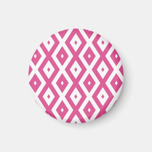 Roze en wit diamantpatroon magneet (Voorkant)