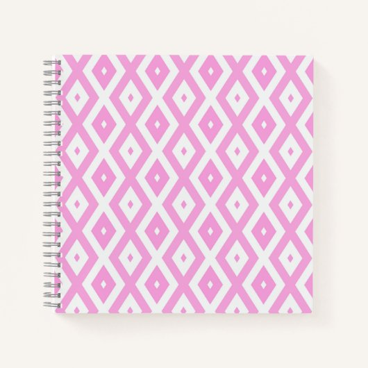 Roze en wit diamantpatroon notitieboek (Voorkant)