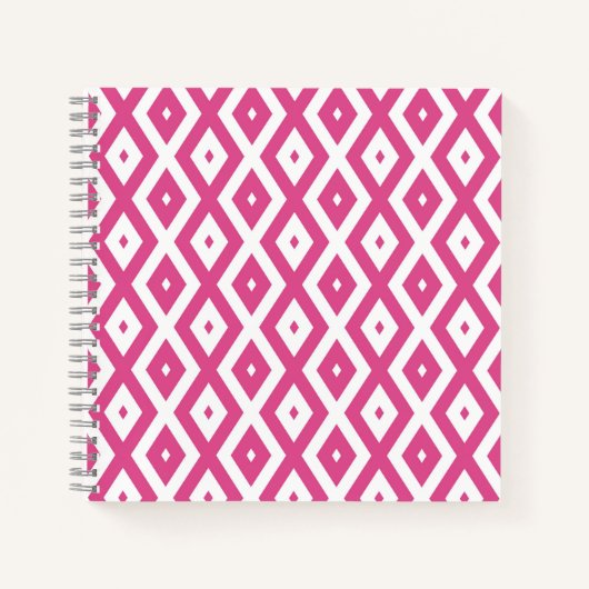 Roze en wit diamantpatroon notitieboek (Voorkant)