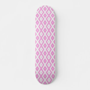 Roze en wit diamantpatroon persoonlijk skateboard