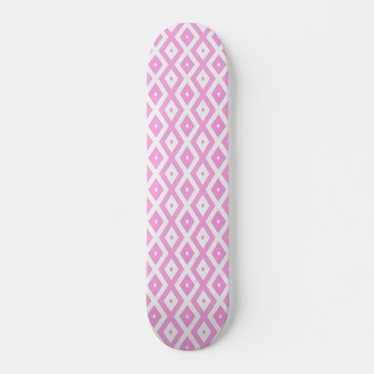 Roze en wit diamantpatroon persoonlijk skateboard (Voorkant)