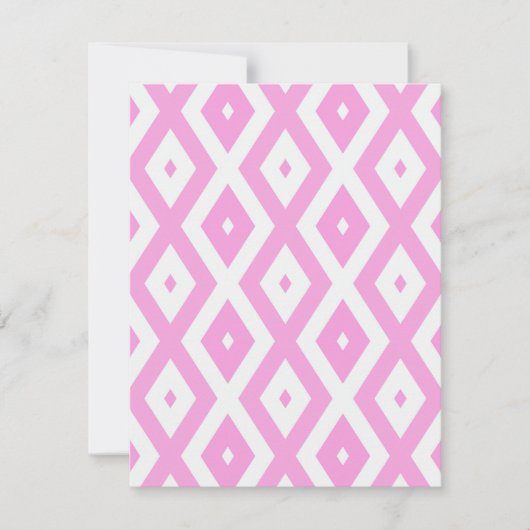 Roze en wit diamantpatroon RSVP kaartje (Voorkant)