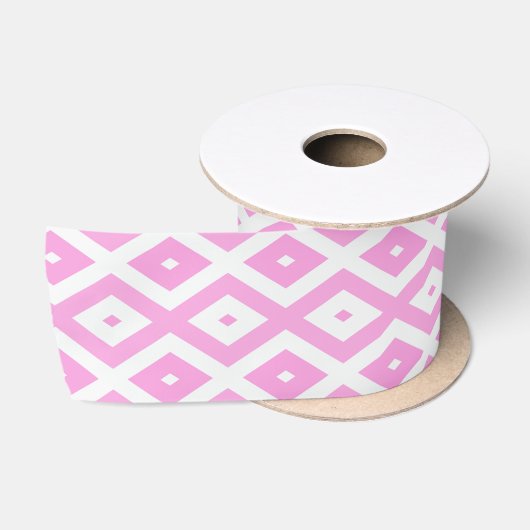 Roze en wit diamantpatroon satijnen lint (Spoel)