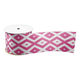 Roze en wit diamantpatroon satijnen lint