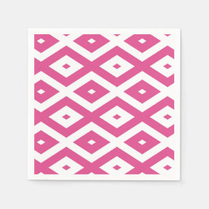 Roze en wit diamantpatroon servet