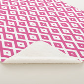 Roze en wit diamantpatroon sherpa deken (3/4)