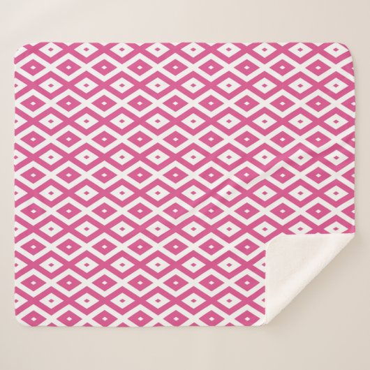Roze en wit diamantpatroon sherpa deken (Voorkant (horizontaal))