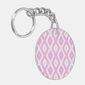 Roze en wit diamantpatroon sleutelhanger (Voorkant Links)