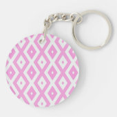 Roze en wit diamantpatroon sleutelhanger (Achterkant)