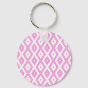 Roze en wit diamantpatroon sleutelhanger