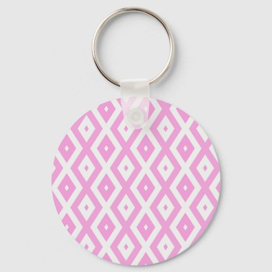 Roze en wit diamantpatroon sleutelhanger (Voorkant)