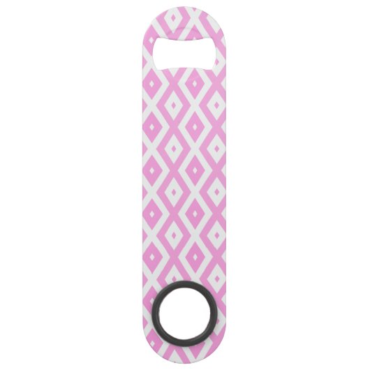 Roze en wit diamantpatroon speed flessenopener (Voorkant)