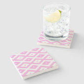 Roze en wit diamantpatroon stenen onderzetter (Zijkant)