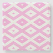 Roze en wit diamantpatroon stenen onderzetter (Voorkant)