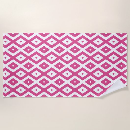 Roze en wit diamantpatroon strandlaken (Voorkant)