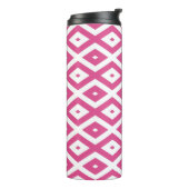 Roze en wit diamantpatroon thermosbeker (Gedraaid links)