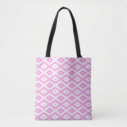 Roze en wit diamantpatroon tote bag (Voorkant)