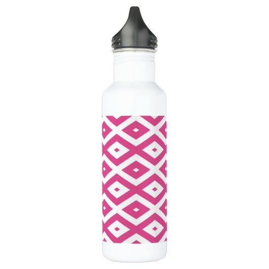 Roze en wit diamantpatroon waterfles  (Links)