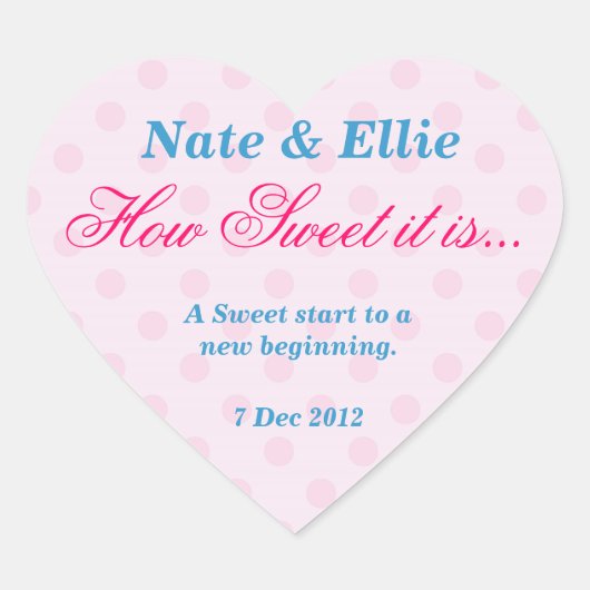 Roze en wit Dotty Hoe lief het is Sticker (Voorkant)