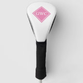 Roze en Wit Douanemonogram Golfheadcover (Voorkant)