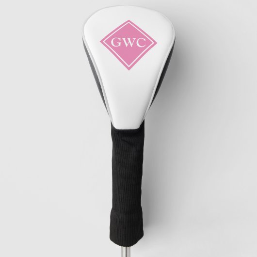 Roze en Wit Douanemonogram Golfheadcover (Voorkant)