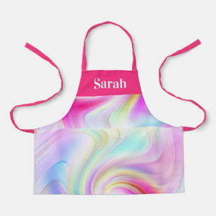 Roze en wit draaipatroon schort