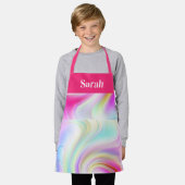 Roze en wit draaipatroon schort (Gedragen)