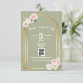 Roze en wit Dusky Roos Blooms Wedding RSVP Kaartje (Staand voorkant)