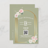Roze en wit Dusky Roos Blooms Wedding RSVP Kaartje (Voorkant / Achterkant)