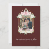 Roze en wit Dusky Roos Blooms Wedding Save The Date (Achterkant)
