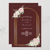 Roze en wit Dusky Roos Blooms Wedding Save The Date (Voorkant / Achterkant)