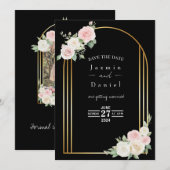 Roze en wit Dusky Roos Blooms Wedding Save The Date (Voorkant / Achterkant)