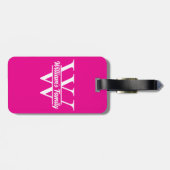 Roze en wit | Eenvoudig familienaam monogram Bagagelabel (Achterkant horizontaal)
