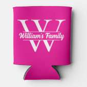 Roze en wit | Eenvoudig familienaam monogram Blikjeskoeler (Voorkant)