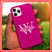 Roze en wit | Eenvoudig familienaam monogram Case-Mate iPhone Case