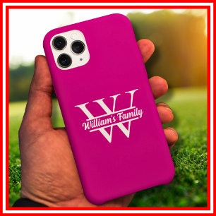 Roze en wit   Eenvoudig familienaam monogram Case-Mate iPhone 14 Pro Max Hoesje