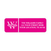 Roze en wit | Eenvoudig familienaam monogram Etiket (Voorkant)