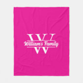 Roze en wit | Eenvoudig familienaam monogram Fleece Deken (Voorkant)