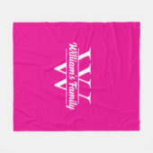 Roze en wit | Eenvoudig familienaam monogram Fleece Deken (Voorkant (Horizontaal))