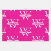 Roze en wit | Eenvoudig familienaam monogram Inpakpapier Vel (Voorkant)