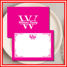 Roze en wit | Eenvoudig familienaam monogram