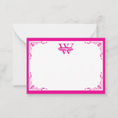 Roze en wit | Eenvoudig familienaam monogram Notitiekaartje (Voorkant)